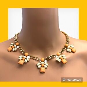 Pink and Gold Statement Necklace Fashion Jewelry